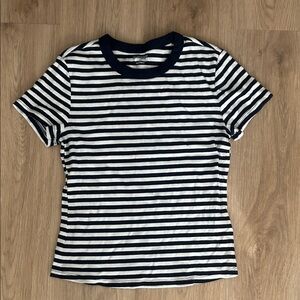 Old Navy Navy and White Striped Tee